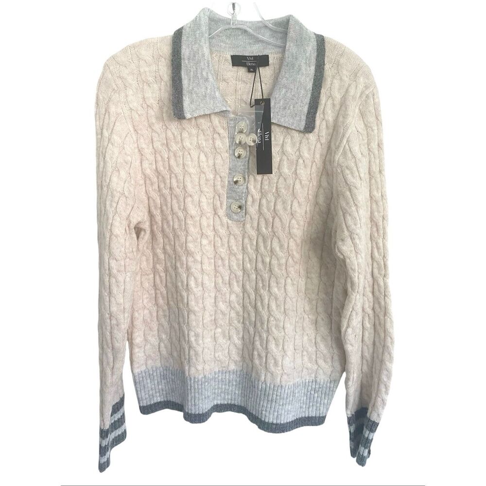 Vivi Elena Cable Knit Women Sweater Sz XL